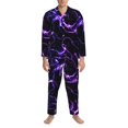 thumbnail image 3 of Balery Galaxy Lightning Pijama para Hombre de Dos Piezas con Manga Larga, Conjunto de Dormir y Descanso Suave con Bolsillos-Medium, 3 of 7