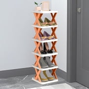 pstuiky 6-Tier Diy Storage Shelves Detachable Plastic Organizer Rack Multilayer Shoe Rack for Living Room Dormitory Household Shelf 32X10.2X9.44In Diy Modular Simple Rack for Entryway