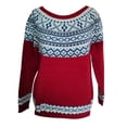 thumbnail image 3 of Womens Pullover Vintage Sweater Plus Size Ethnic Fair Isle Sweater Fall Long Sleeve Casual Boho Tops Knitwear Red, 5XL, 3 of 4