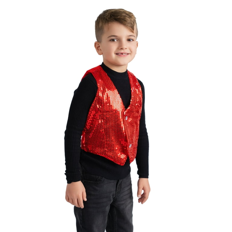Dress Up America Sequin Vest for Kids Shiny Dance Vest for Boys Party Costume for Girls and Boys