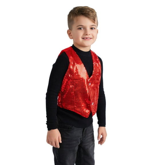 Dress Up America Sequin Vest for Kids - Shiny Dance Vest for Boys - Party Costume for Girls and Boys
