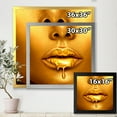 thumbnail image 4 of Designart 'Gold Paint Drips From Sexy Girl Lips' Modern Framed Art Print, 4 of 4