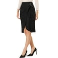thumbnail image 4 of Allegra K Women's Summer Skirts Faux Wrap Tie Front Knee Length Skirt, 4 of 6