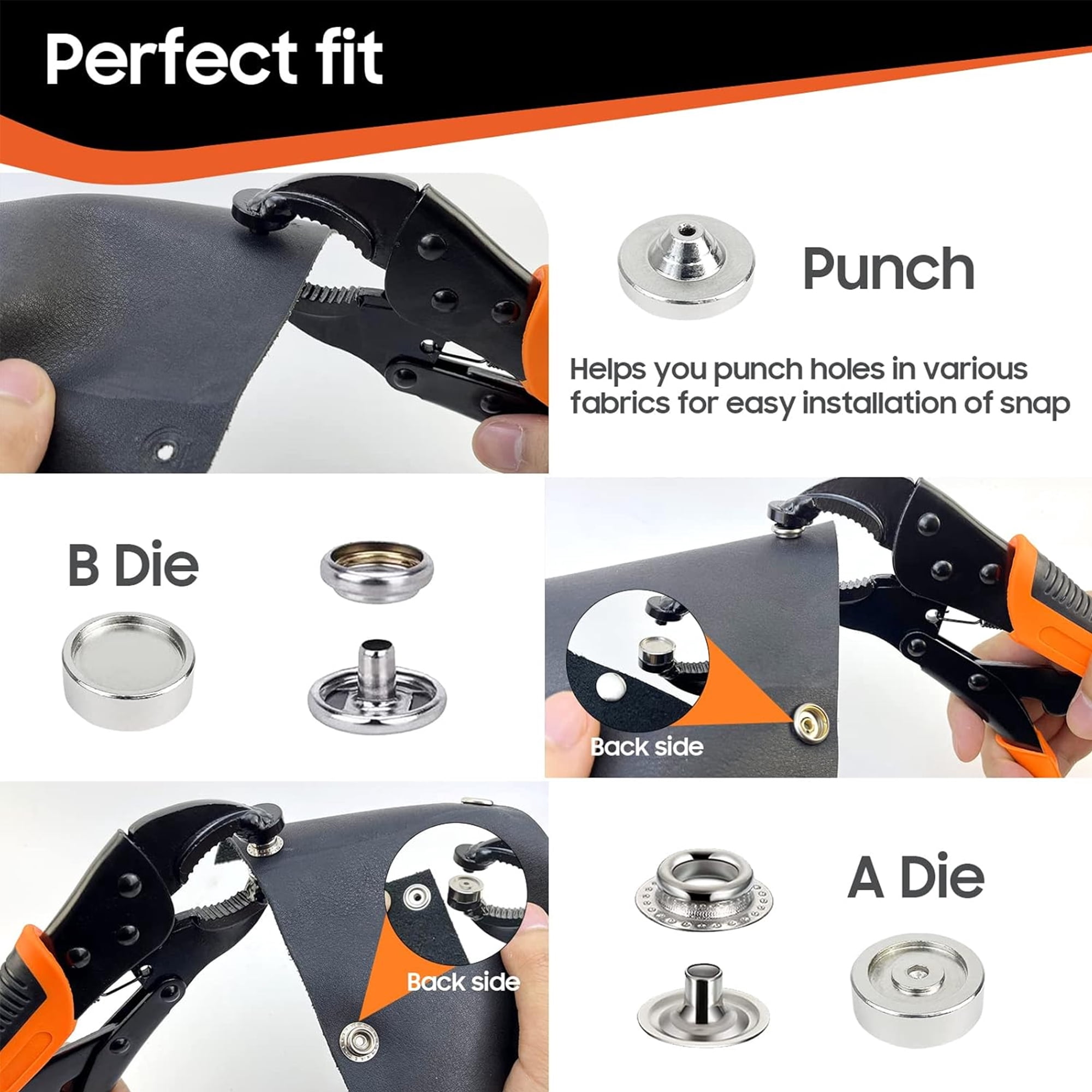 Canvas Snap Kit, Snap Fastener Tool, 305 PCS Boat Cover Snap Button Kit for Repairing Boat Covers, Fabric, Tarps, Canvas, Leather