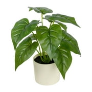 10-inch x 4-inch Artificial Philodendron Leaf Plant in White Pot, Green, for Indoor Use, by Mainstays