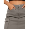 thumbnail image 5 of INSPIRE CHIC Midi Skirt for Women's Flap Pocket Back Slit Drawstring Cargo Skirt M Grey, 5 of 5