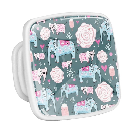 4PCS Square Cabinet Fluorescence Knob Glowing in the Dark Furniture Drawer Pulls Handle with Screws Elephant