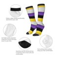 thumbnail image 4 of Womens Non-Binary Pride Flag Knee High Socks Comfy Thermal Boot Long Socks, 4 of 7