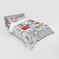 thumbnail image 3 of Doodle Duvet Cover Set, I Love London Double Decker Bus Telephone Booth Cab Crown of United Kingdom Big Ben, Bedding Set with Shams and Fitted Sheet, 3 Sizes, by Ambesonne, 3 of 3