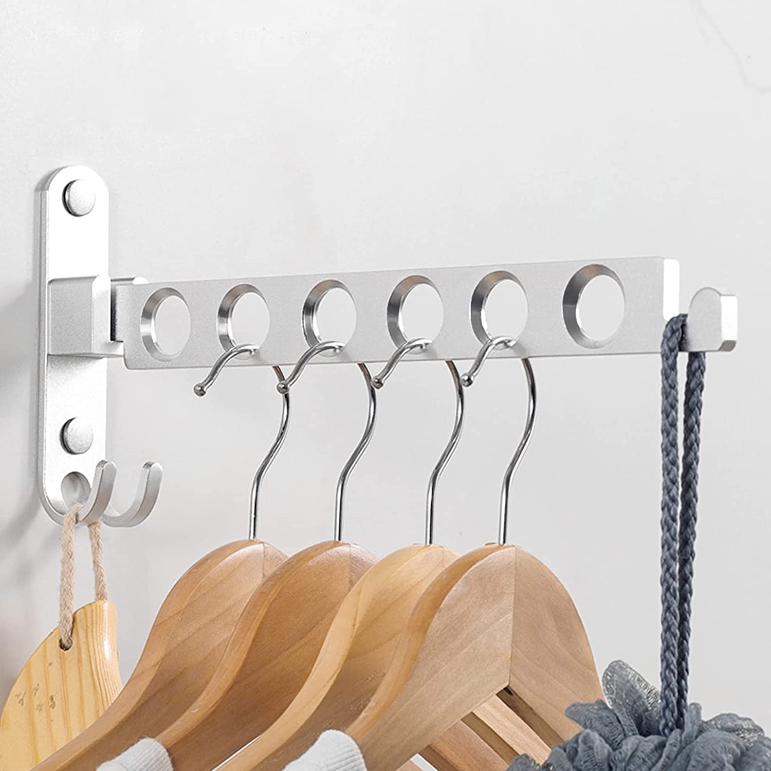 nipocaio FANG Wall Mounted Clothes Rack Wall Mounted Clothes Hanger Drying Rack 90 Rotation Wall Mounted Foldable Clothes Rack for Balcony Bathroom Hotel Walmart