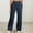 Dark Blue, variant on High Waisted Wide Leg Pants for Women - Khaki, Stretchy Polyester Spandex with Side Pockets, Comfortable for Daily Wear S,Size S