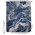 thumbnail image 2 of Retro Navy Blue White Waterproof Fabric Shower Curtain, Marble Abstract Art Waterproof Fabric Shower Curtain for Bathroom Curtains Bathtubs Hotel Washable Shower Curtains with 12 Hooks Small 36x72in, 2 of 8