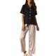thumbnail image 2 of INSPIRAR CHIC Pijamas de Satén para Mujeres con Botones, Camiseta de Manga Corta y Pantalones Sueltos, Conjuntos de Pijamas de Seda, Talla S, Rosa Claro, 2 of 5