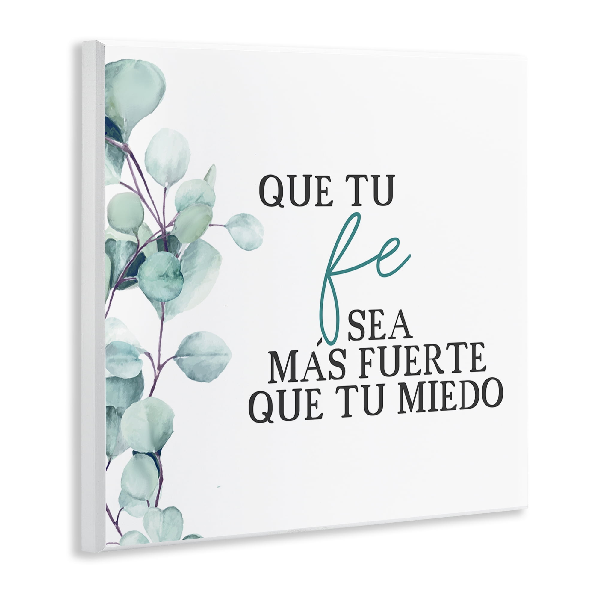 Stupell Industries Que Tu Fe Sea Más Fuerte Religious Quotes and Sayings Painting Unframed Art Print Wall Art, 12 x 12