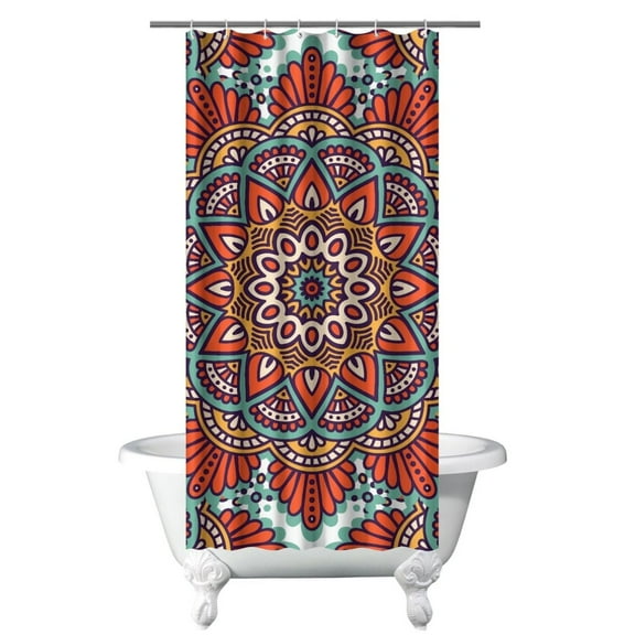 Mystic Ethnic Mandala Shower Curtain 36" x 72" Waterproof Quick-Dry Bathroom Decor with Hooks