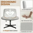 thumbnail image 3 of Yaheetech Fabric Swivel Desk Chair with No Arms and Extra Wide Seat, Light Gray, 3 of 7