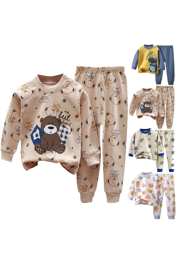 Thermal Underwear for Kids Boy and Girl Print Side Buckle Thermals Long Johns Underwear Base Layer for Cold Weather Skiing Basic Long Sleeve Shirts for Children Toddler Thermal Underwear Set