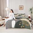 thumbnail image 4 of Castle Fairy Boho Tropical Leaf Twin Bedding Sets 7-Piece for Kids, Geometric Print Bedding Comforter Set for Bedroom, Green Black, 4 of 7