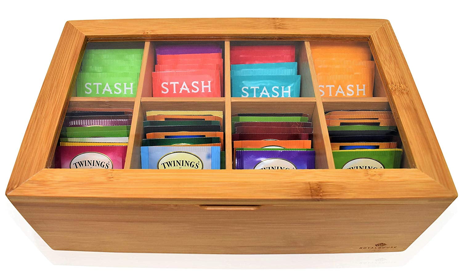 Signature Living Bamboo Wooden Tea Box Organizer Storage with Drawer (8  Compartments) Large Tea Organizer Box for Tea Bags and Loose Tea - Sturdy,  Natural Bamboo - Yahoo Shopping