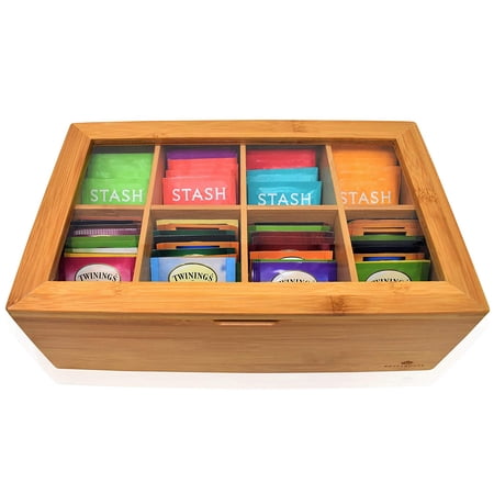 Big Natural Bamboo Tea Box Storage Organizer