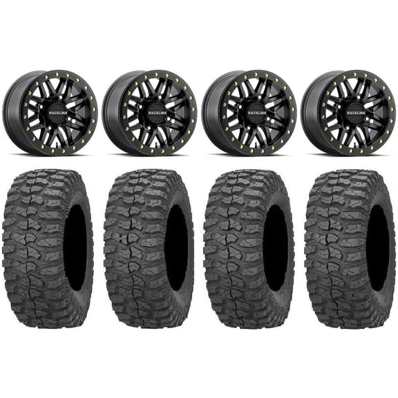Raceline Ryno Bdlk 14" Bk Wheels 32" Rock-A-Billy Tires Can-Am Maverick X3 / Honda Pioneer 1000 / Talon