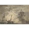 thumbnail image 3 of Johannes Christiaan Schotel 24x17 Black Modern Framed Museum Art Print Titled - Marine, the Cannon Shot, 3 of 5