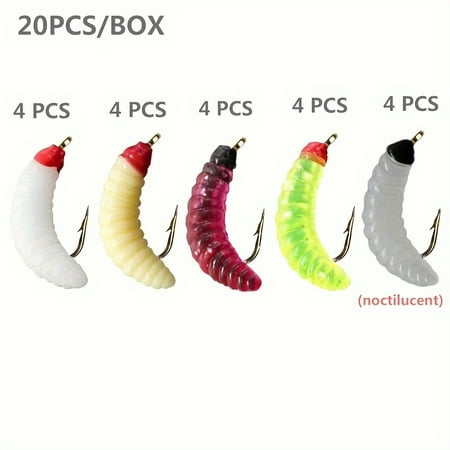 20pcs/box Maggot Fly Fishing Bait Worm Bait For Trout Perch Fishing Fly Insect Lures Outdoor Fishing Tackle