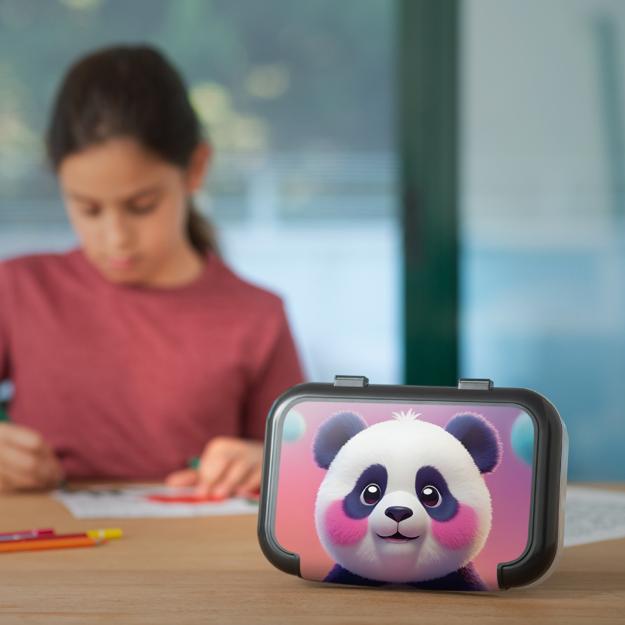 ZIPIT Recycled Plastic Pencil Box Blushing Panda, Large Capacity photo 3