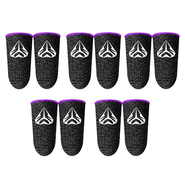 Seitruly 5 pares de fundas antihuellas para juegos de teléfonos móviles, guantes reutilizables de punto transpirables de 24 pines a prueba de aceite Videojuegos y accesorios Púrpura