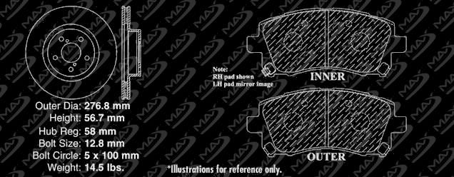 99 00 01 Fits Subaru Impreza 2.5L RS Max Performance Metallic Brake Pads F+R