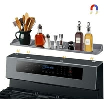 Casewin Silicone Magnetic Stove Top Shelf, 30" Length Spice Rack Organizer Over the Stove, Heat Insulated Spice Shelf - Zero Installation, Baffles All Around, Non-Slip Kitchen Gadgets (Grey)
