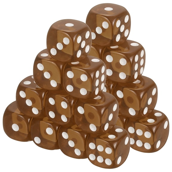 50Pcs Translucent Polyhedral Dice 16mm Square Dice W Rounded Edge, Brown