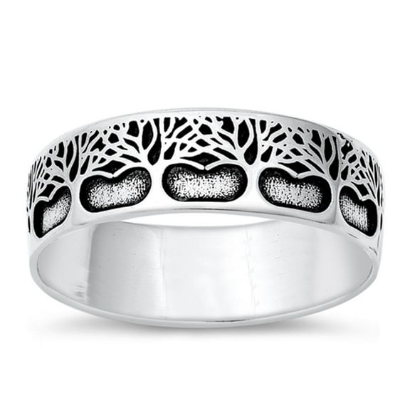 Forest Tree of Life Eternity Wholesale Ring .925 Sterling Silver Band Jewelry Female Male Size 5