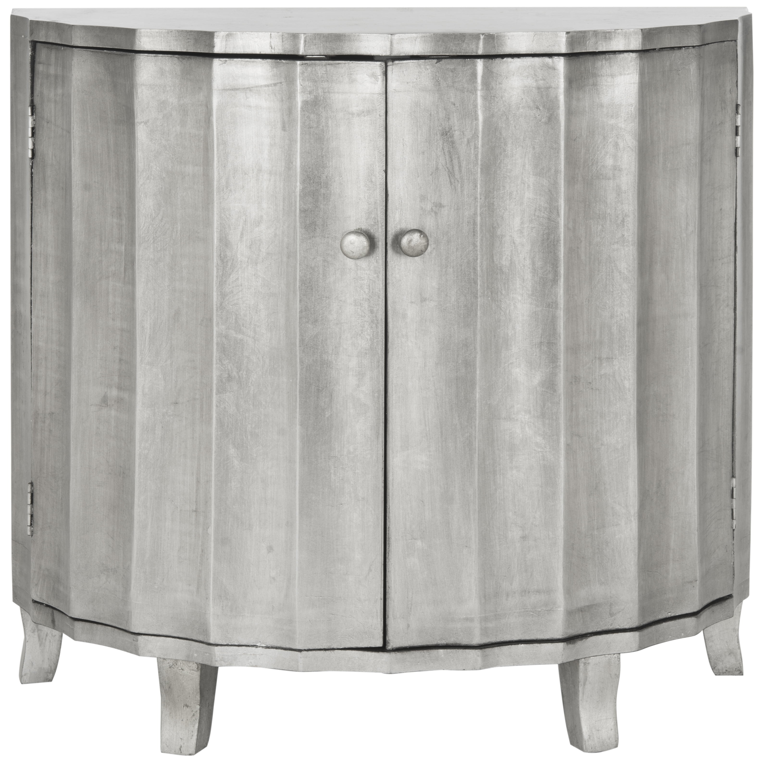 SAFAVIEH Rutherford Contemporary Demilune Storage Cabinet, Silver Leaf