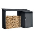 thumbnail image 4 of Outdoor Steel Firewood Rack and Metal Storage Shed,Two-In-One,Black, 4 of 9