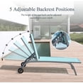 thumbnail image 5 of AngLink Chaise Lounge Outdoor Set of 3, Lounge Chairs for Outside with Wheels, Outdoor Lounge Chairs with 5 Adjustable Position, Pool Lounge Chairs for Patio, Beach, Yard, Turquoise Blue, 5 of 13