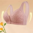 thumbnail image 5 of SMihono No Underwire Lace Bras for Women Sponge Cup Front Closure Bras for Seniors Plus Size Full Coverage Bras No Wire Bras Pink 20, 5 of 9