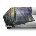 thumbnail image 3 of Fantasy World Soft Flannel Fleece Throw Blanket, Dreamlike Forest Along an Explorer Looking at Landscape Dreamland Woods, Cozy Plush for Indoor and Outdoor Use, 60" x 80", Multicolor, by Ambesonne, 3 of 6