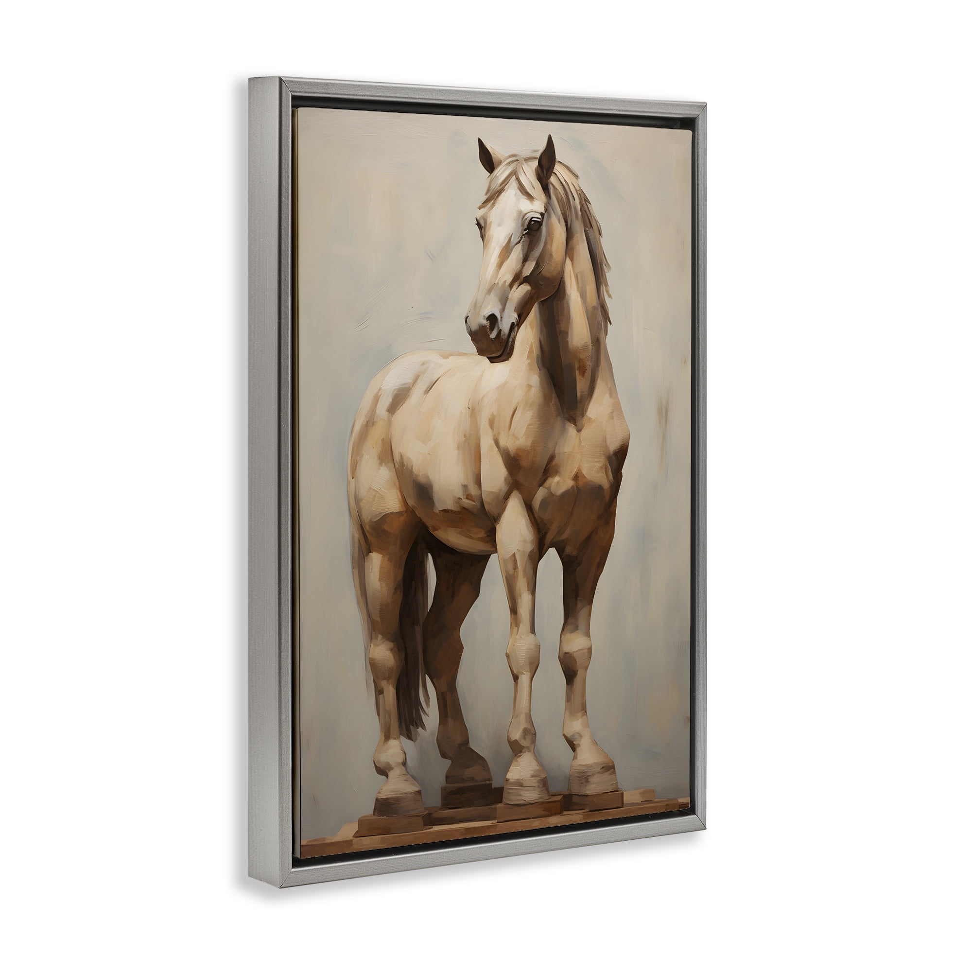 Stupell Industries Magnificent Mare Standing Animals & Insects Painting Gray Floater Framed Canvas Art Print Wall Art, 21 x 31