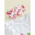 thumbnail image 6 of Nygoyerh Baby Girls Sweet Summer 3Pcs Outfits Strawberry Embroidery Short Sleeve Romper + Ruffled Shorts + Headband 3M 6M 12M 18M Newborn Infant Cute Shorts Sets, 6 of 9