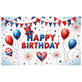 thumbnail image 3 of Patriotic Design Happy Birthday Banner Balloon Decoration Stars Stripes Party Backdrop for Birthday Celebration Independence Day Event Kids Party, 3 of 8