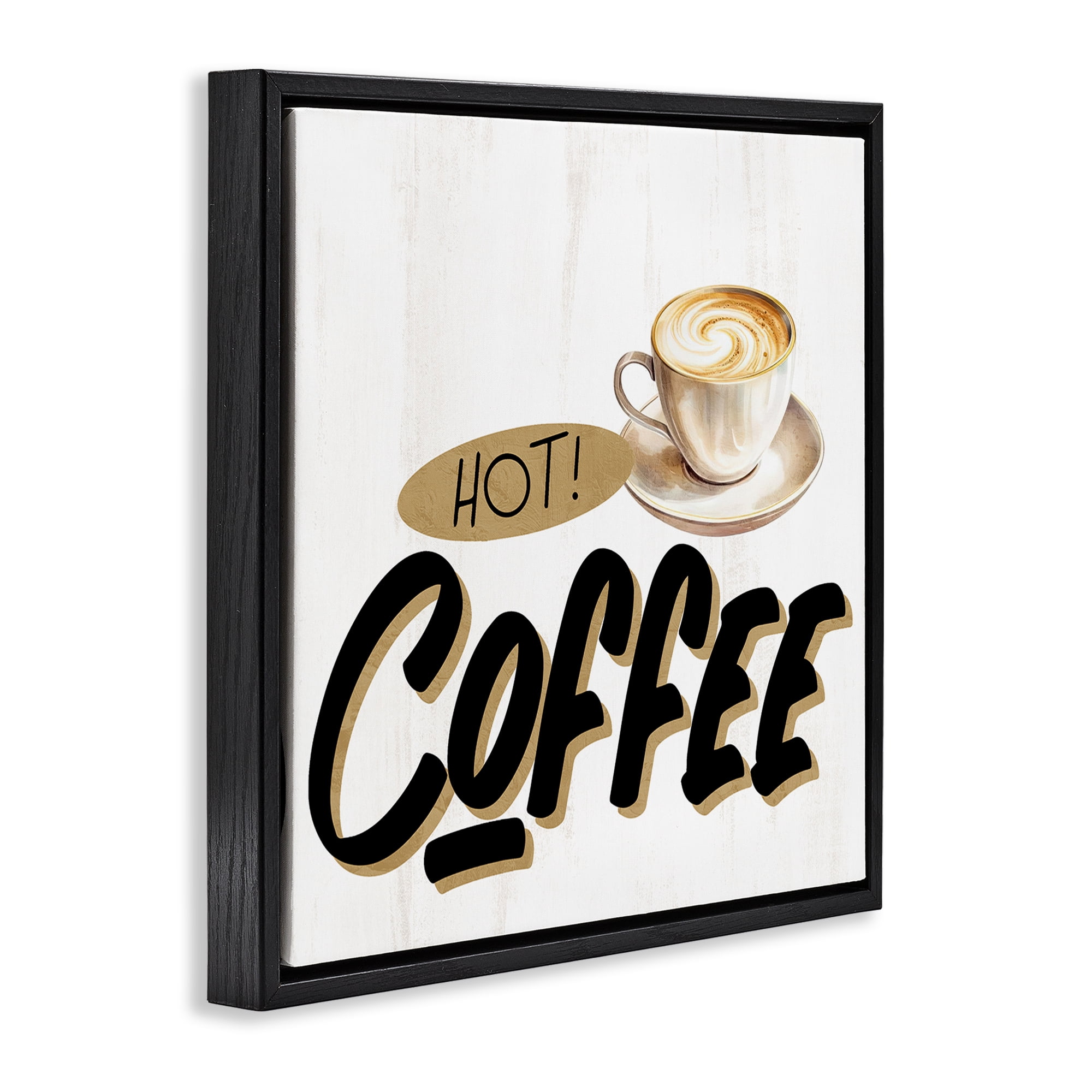 Stupell Industries Retro Fresh Hot Coffee Black Framed Floater Canvas Wall Art, design by Kim Allen