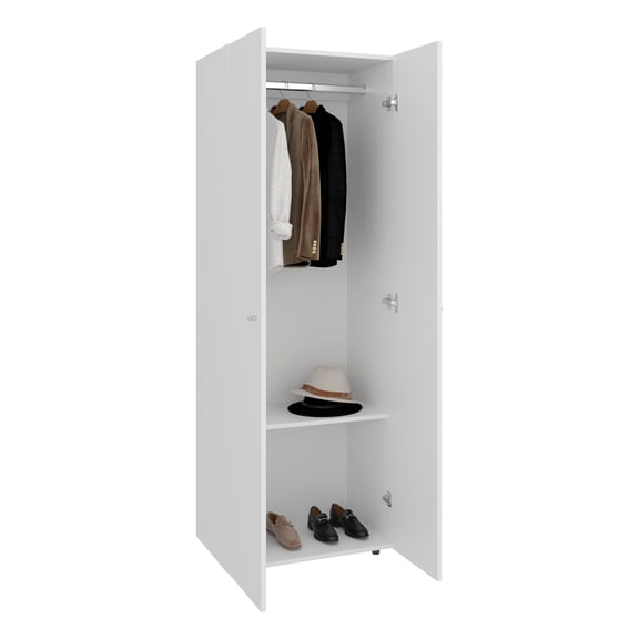 Tuhome Furniture Home 2 Door Closet System Hanging Rod Engineered Wood White