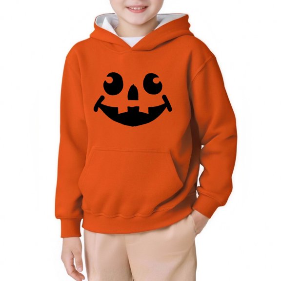 Gunia Pumpkin Toddler Halloween Sweatshirt Boy Girl Hooded Sweatshirt Long Sleeve Pullover For Youth Cozy Fall Outerwear Tops Clothes Orange 3-4 Years