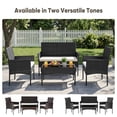 thumbnail image 6 of Gianna 4-Piece Patio Furniture Set, Outdoor Wicker Rattan Chairs with Removable Cushion & Glass Table, Conversation Furniture for Porch, Garden, Backyard, Poolside - Black, 6 of 6