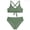A Green, variant on Girls Swimsuit Criss Cross Tie Back Bikini Sets Contrast Trim Swimwear Two Piece Bathing Suit for Kids,Sizes 11-12 Years