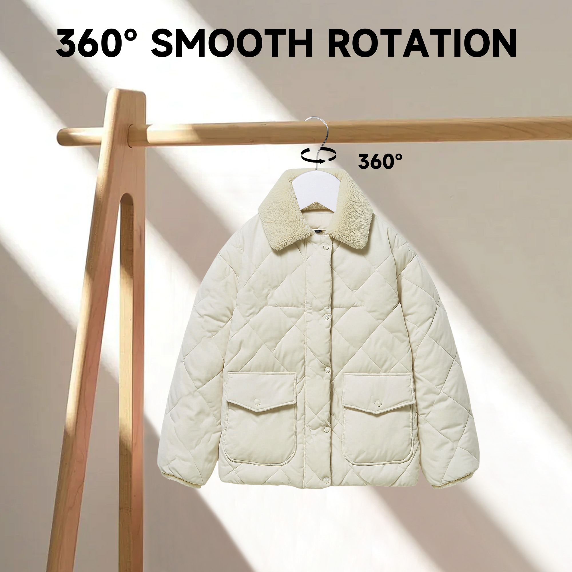 BP4U 12-Pack Premium Wooden Clothes Hangers with Clips, Solid Wood Skirt/Pant Hangers with Adjustable Clips for Suits, Dresses, Coats, Jackets, Trousers(White)