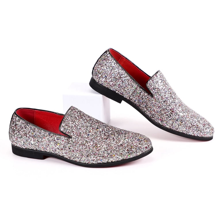 slim fit dress slacks Mens Purple Sequin Dress Shoes Slip on – Luxury Slip On Formal Loafers  Wedding Prom Party Designer Footwear