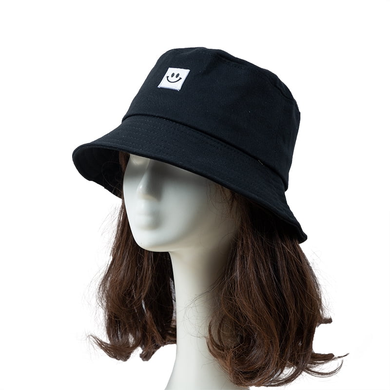 Unisex Flat Fisherman Hat,Vintage Smiley Face Bucket Hip Hop Sunscreen Fishing Outdoors Cap residentD
