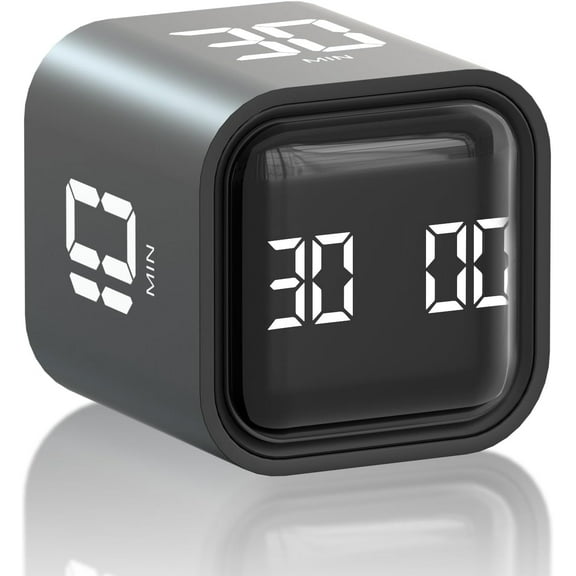 Cube Pomodoro Timer, Smart Productivity Timer 5/10/30/60 Minutes & Custom Countdown, Pause & Resume, Adjustable & Silent Visual Timer, Portable Rotation Multi Desk Timer for Study Task Work Kitchen